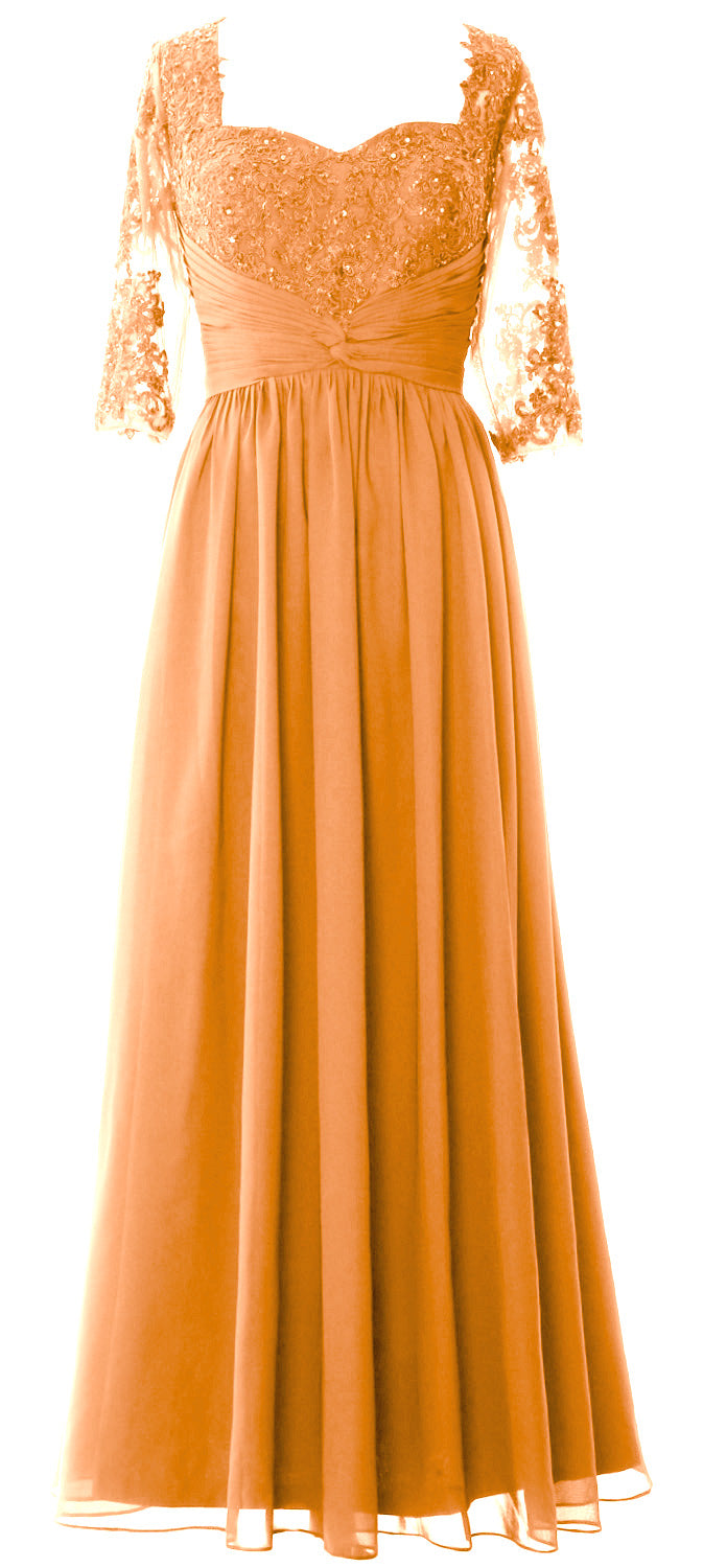 Vestido de noche formal de encaje para madre de la novia con media manga y ilusión de MACloth