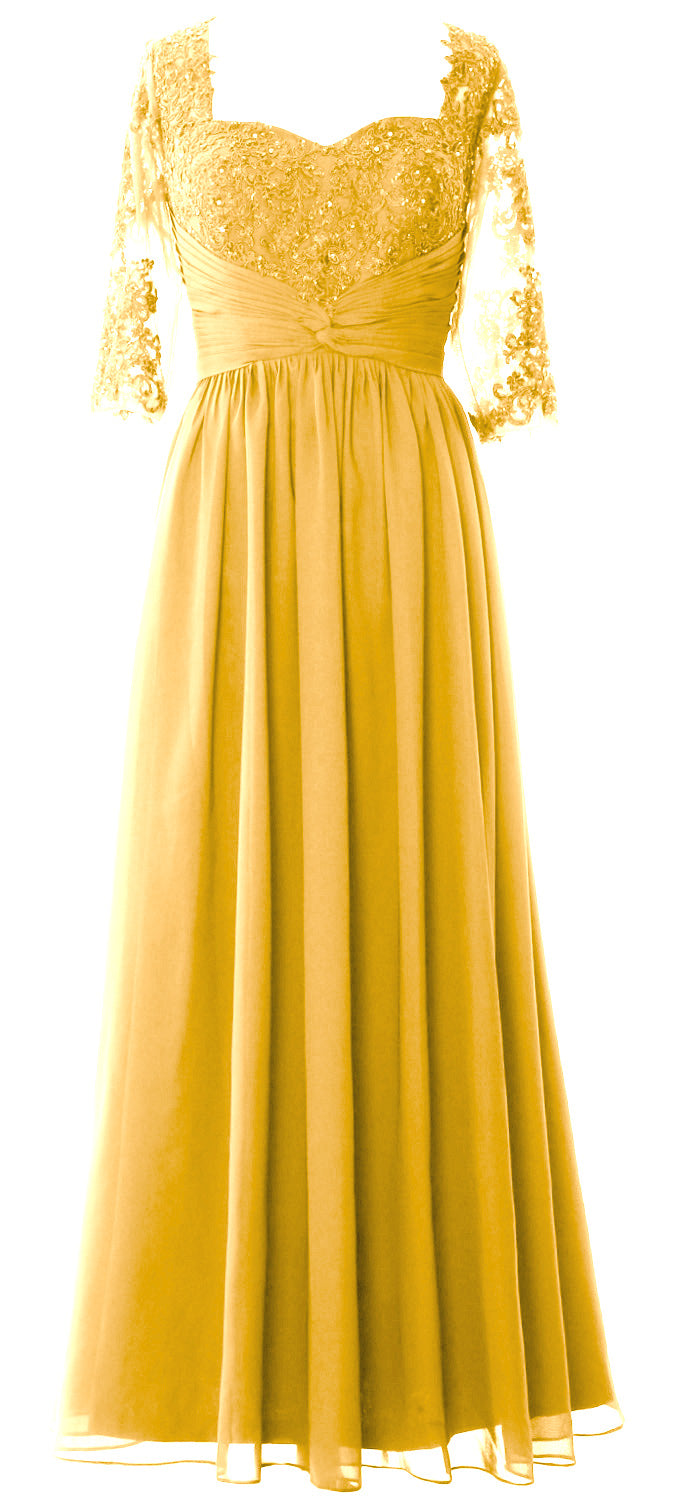 Vestido de noche formal de encaje para madre de la novia con media manga y ilusión de MACloth