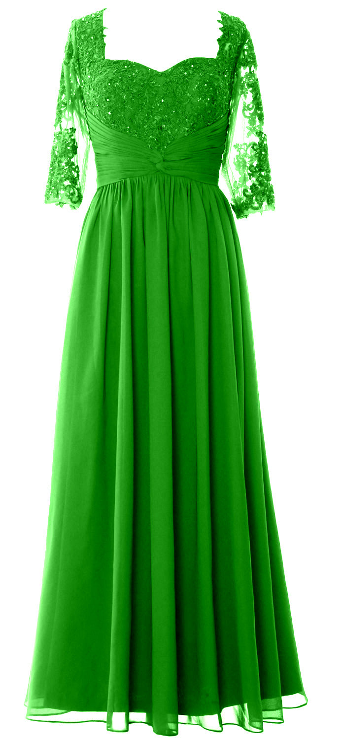 Vestido de noche formal de encaje para madre de la novia con media manga y ilusión de MACloth