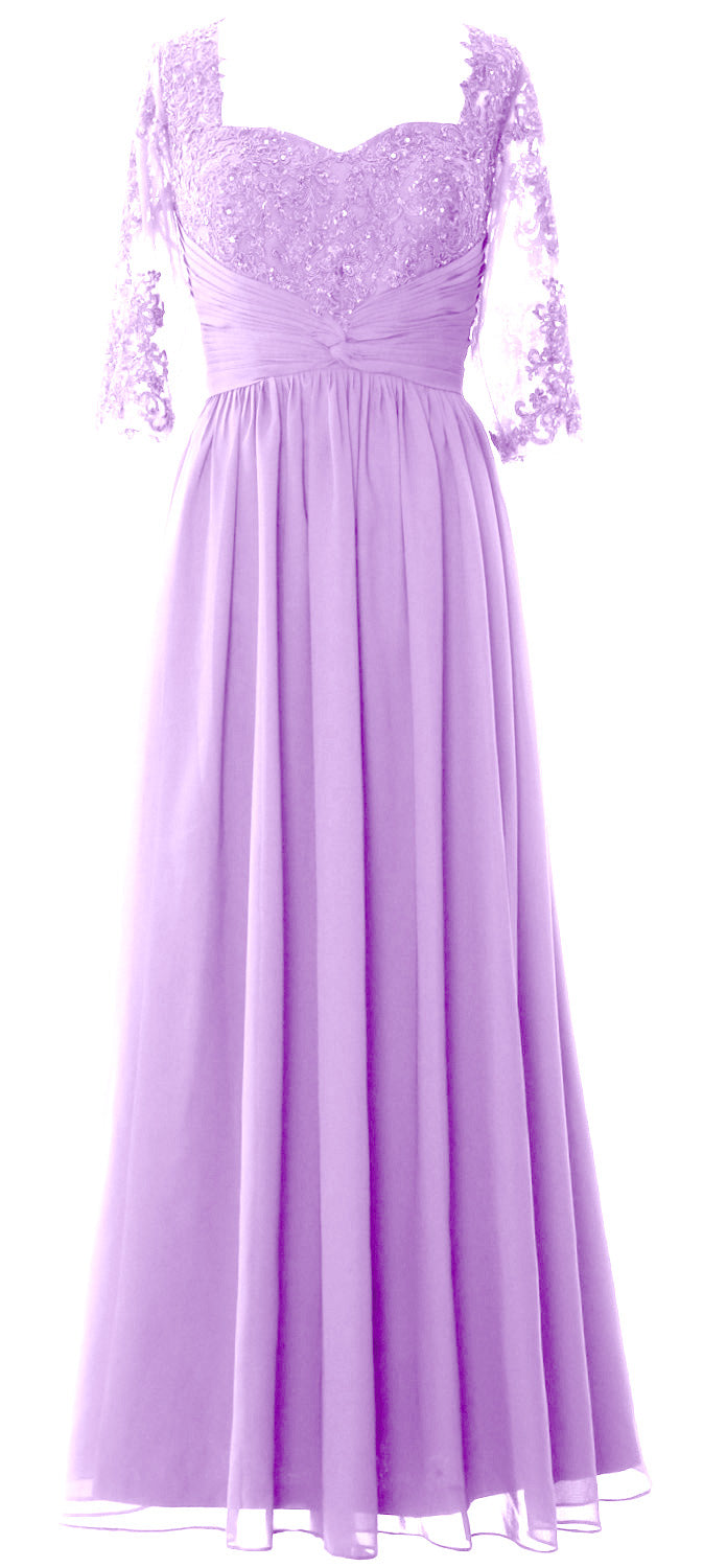 Vestido de noche formal de encaje para madre de la novia con media manga y ilusión de MACloth