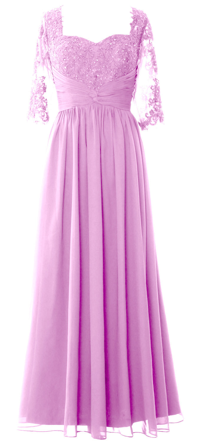Vestido de noche formal de encaje para madre de la novia con media manga y ilusión de MACloth