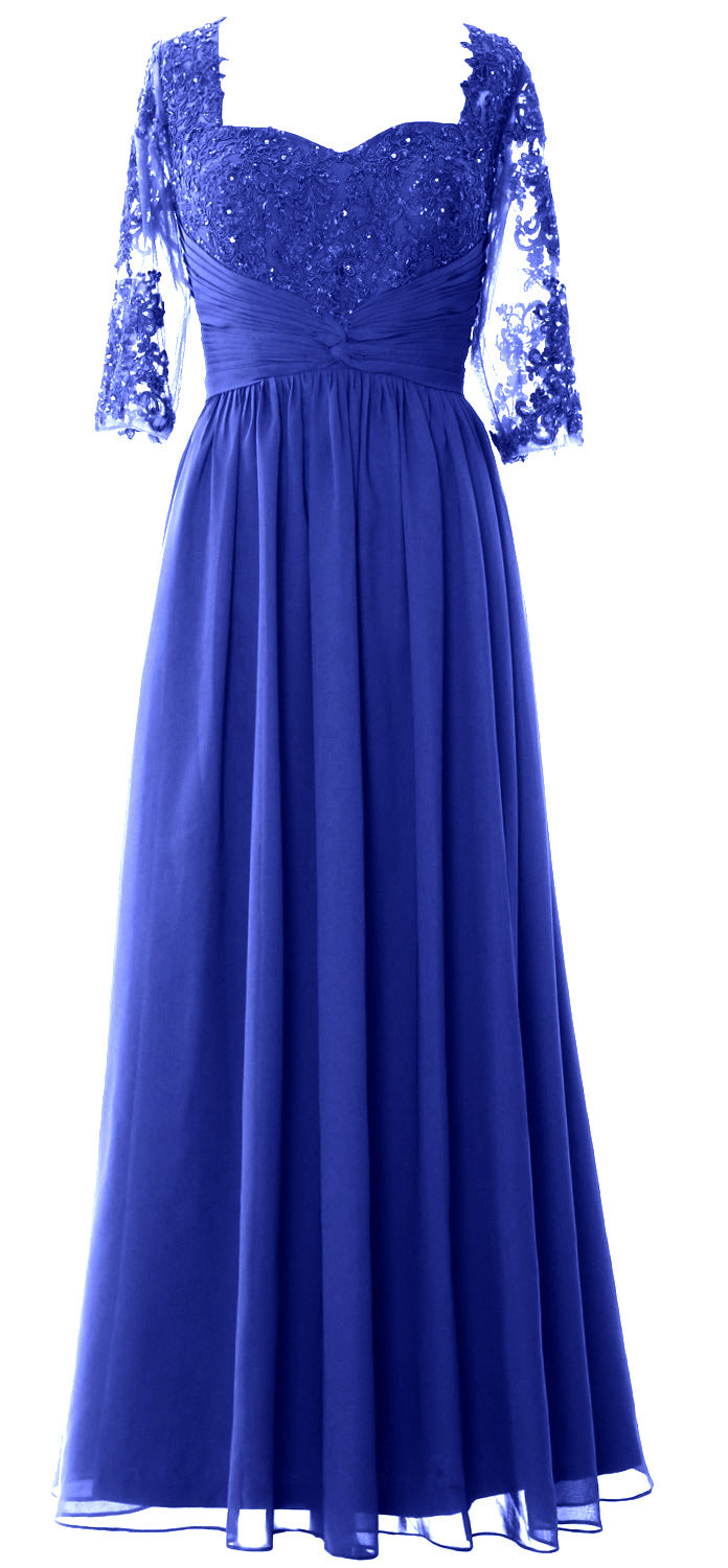 Vestido de noche formal de encaje para madre de la novia con media manga y ilusión de MACloth