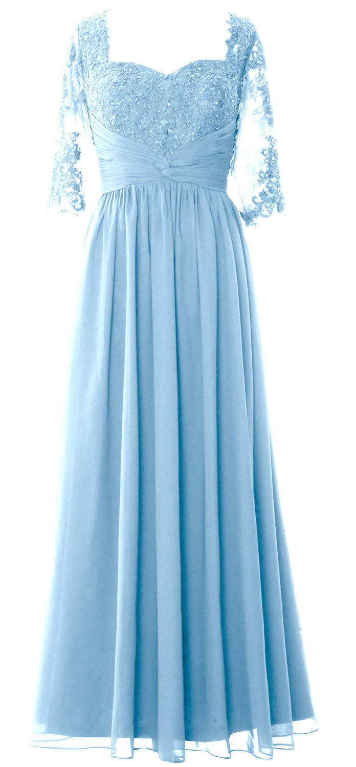 Vestido de noche formal de encaje para madre de la novia con media manga y ilusión de MACloth