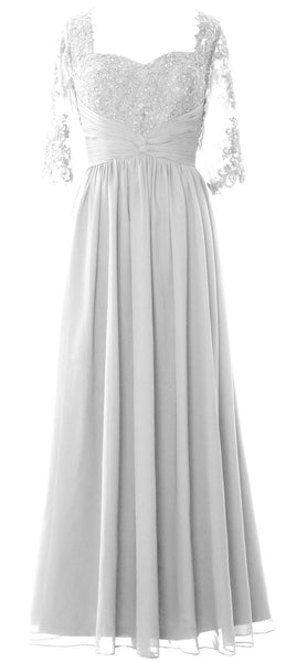 MACloth Illusion Half Sleeve Mother of Bride Dress Lace Formal Evening Gown