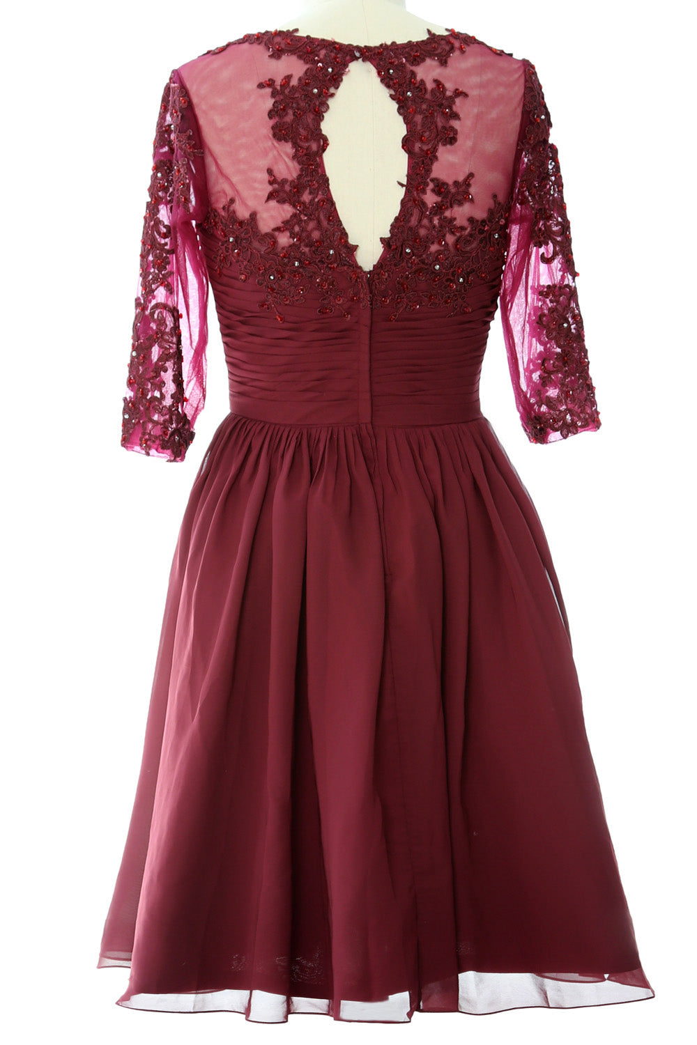 Vestido de cóctel formal midi de MACloth para mujer, vestido de encaje de media manga para madre de la novia