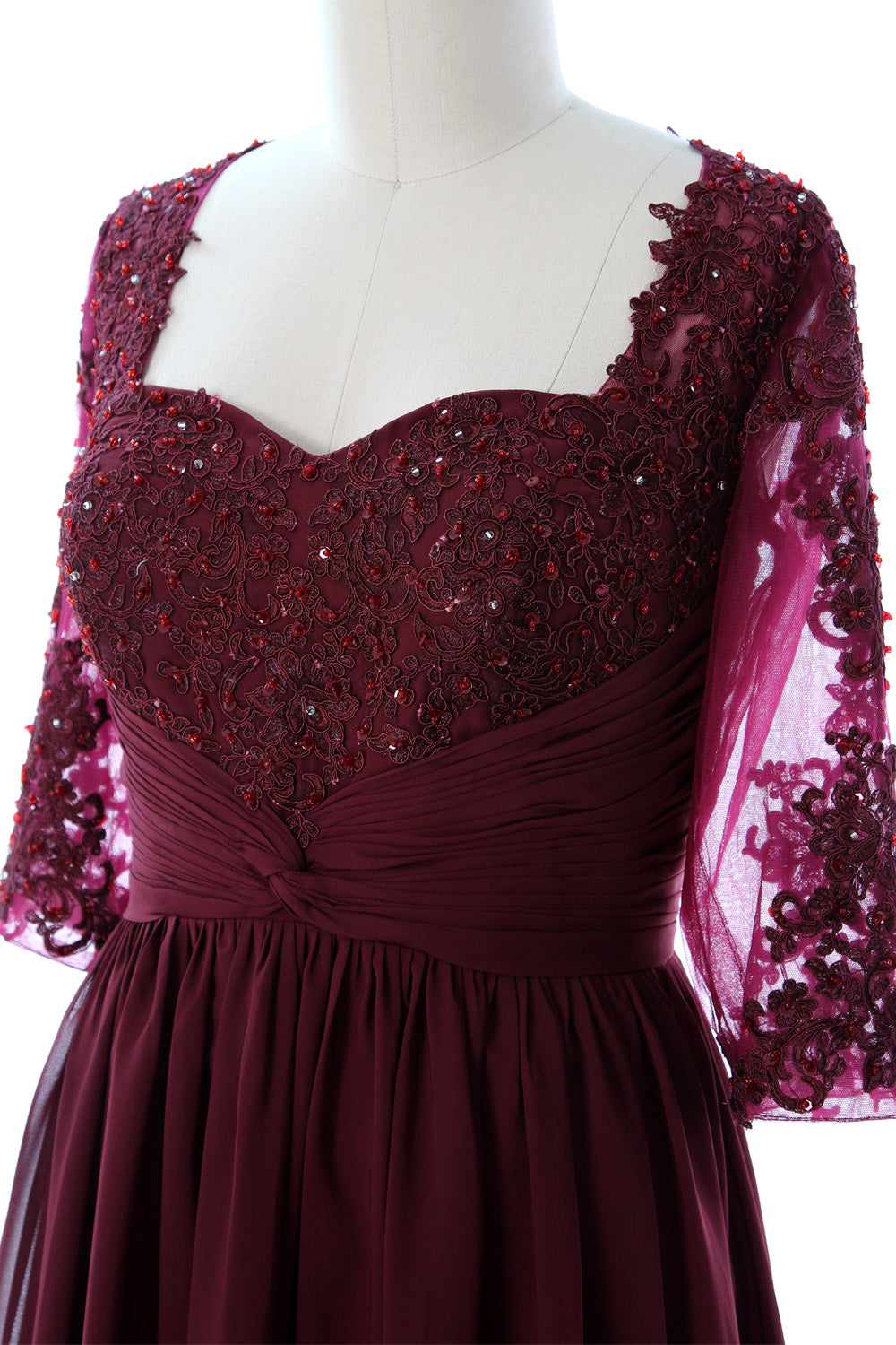 Vestido de cóctel formal midi de MACloth para mujer, vestido de encaje de media manga para madre de la novia