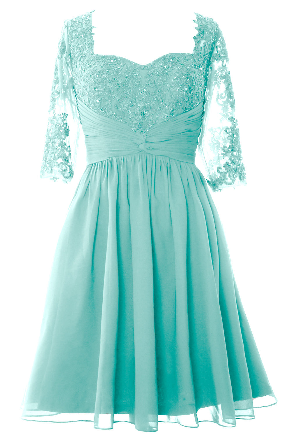 Vestido de cóctel formal midi de MACloth para mujer, vestido de encaje de media manga para madre de la novia