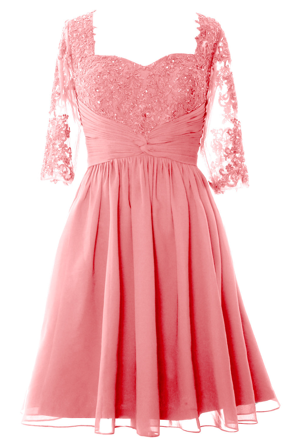 Vestido de cóctel formal midi de MACloth para mujer, vestido de encaje de media manga para madre de la novia