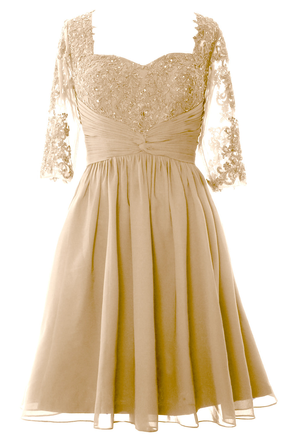 Vestido de cóctel formal midi de MACloth para mujer, vestido de encaje de media manga para madre de la novia