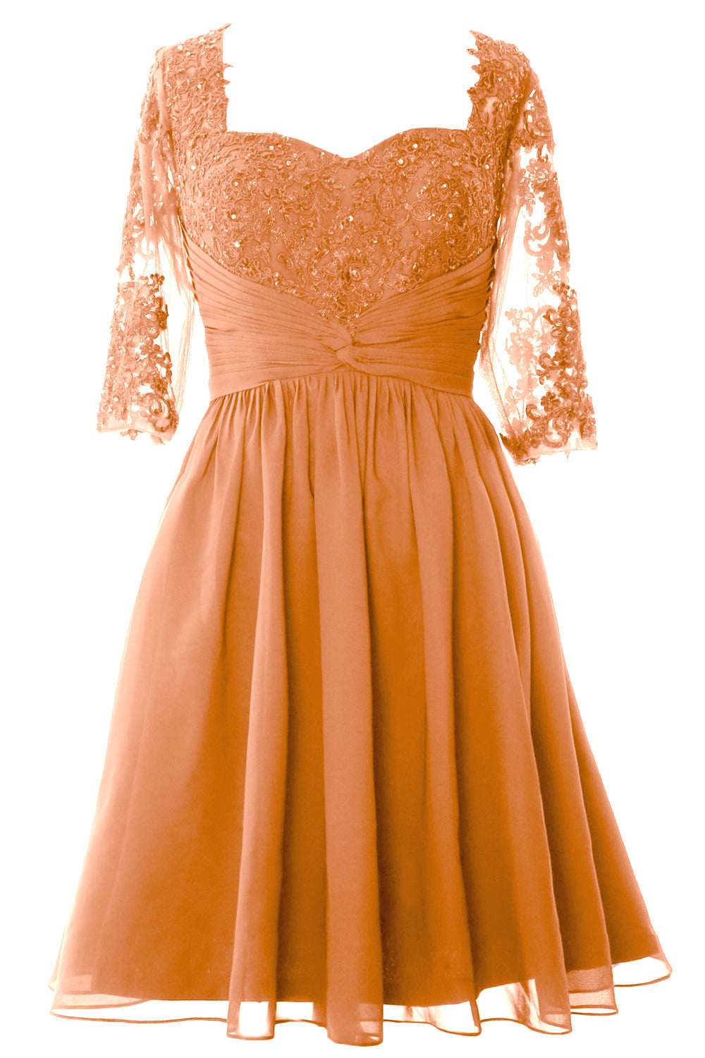 Vestido de cóctel formal midi de MACloth para mujer, vestido de encaje de media manga para madre de la novia