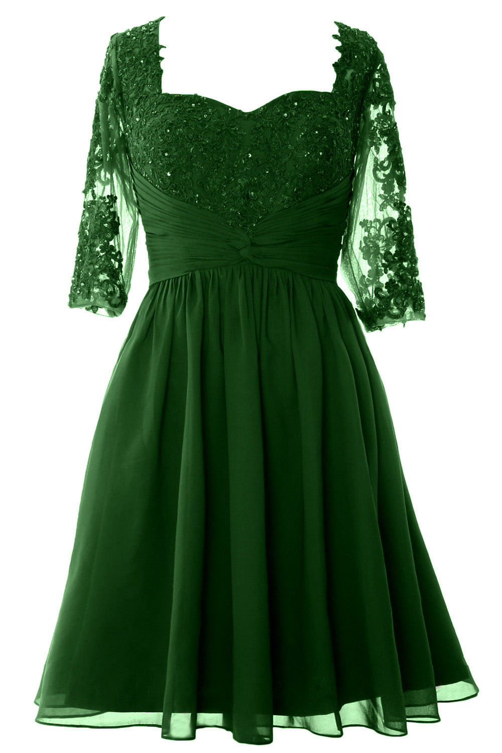 Vestido de cóctel formal midi de MACloth para mujer, vestido de encaje de media manga para madre de la novia