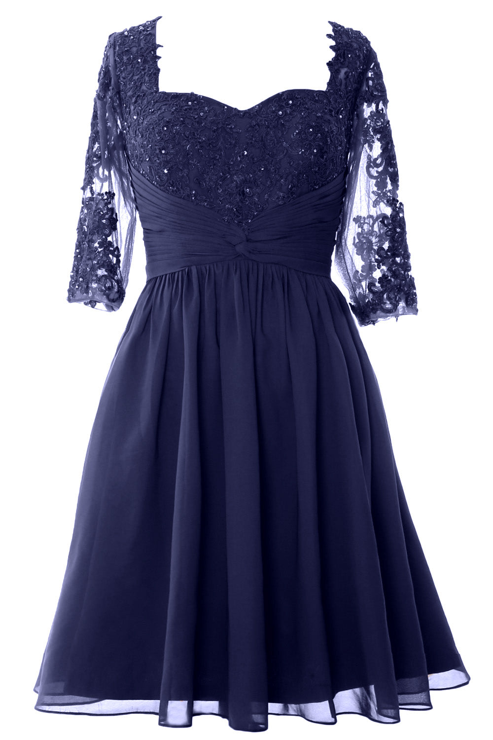 Vestido de cóctel formal midi de MACloth para mujer, vestido de encaje de media manga para madre de la novia