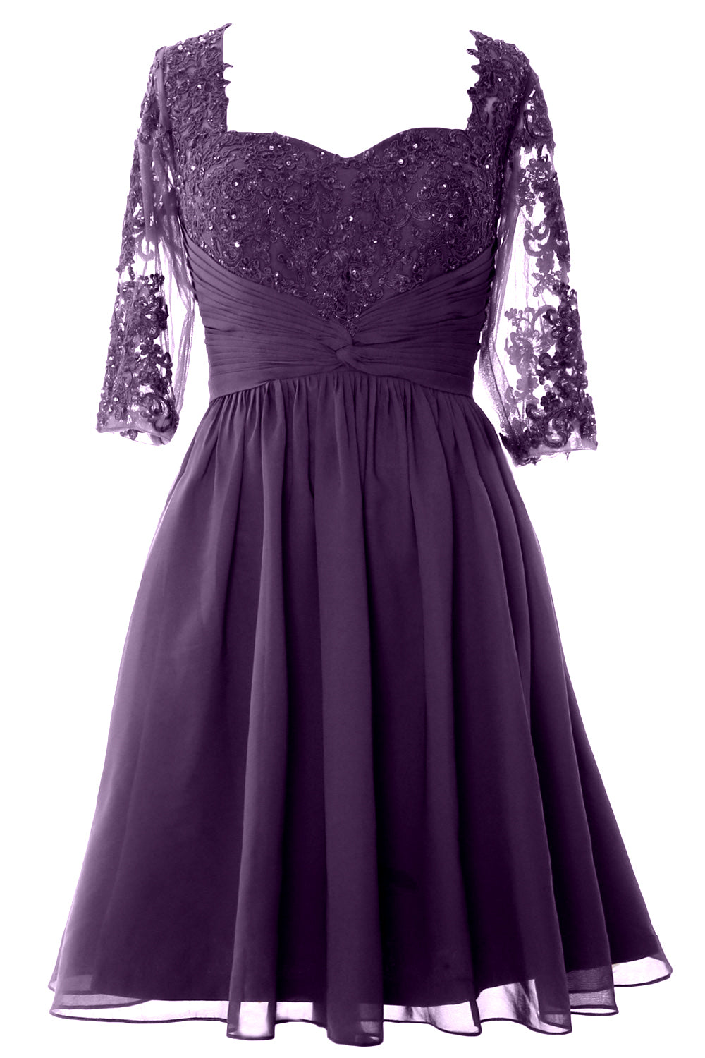 Vestido de cóctel formal midi de MACloth para mujer, vestido de encaje de media manga para madre de la novia