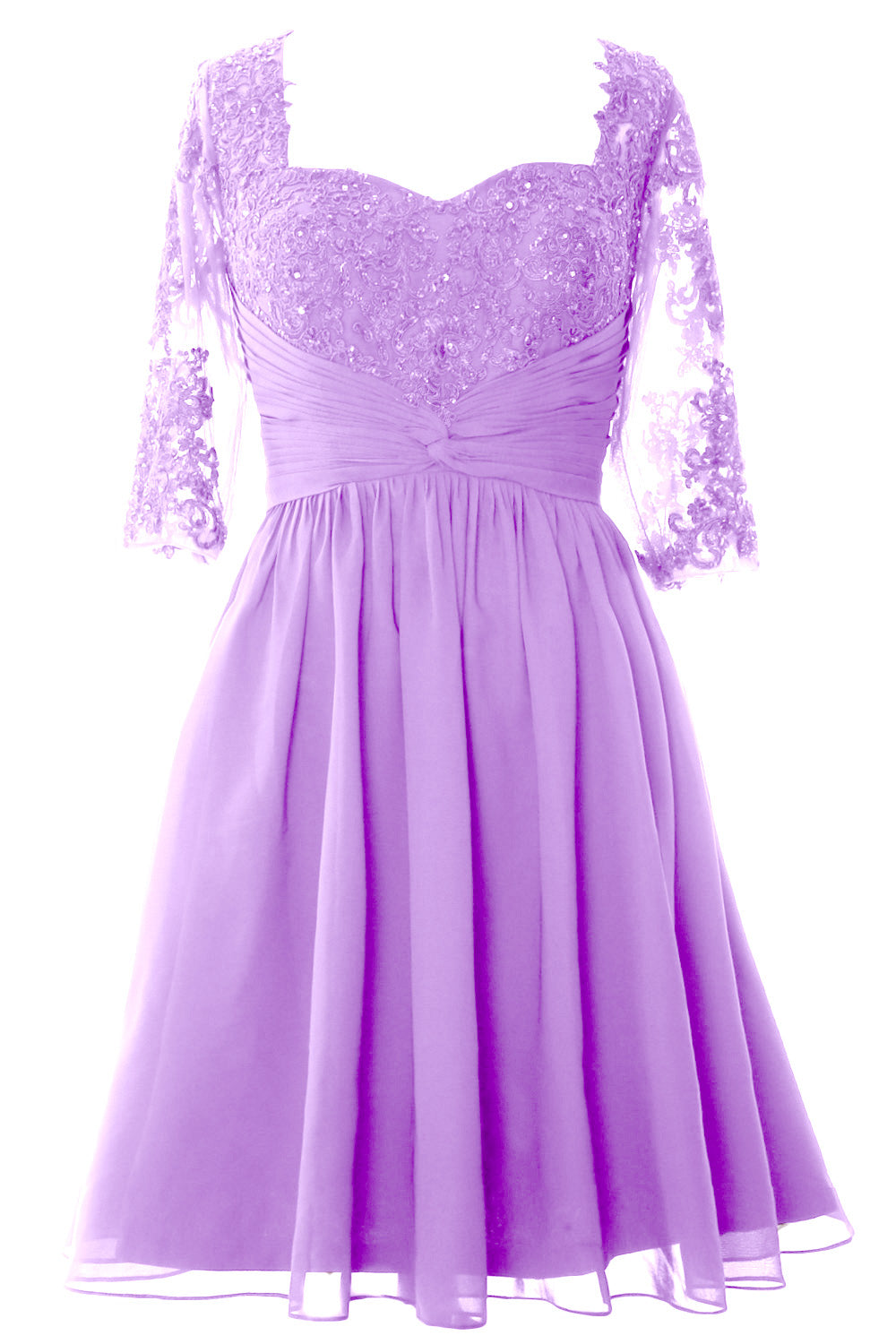 Vestido de cóctel formal midi de MACloth para mujer, vestido de encaje de media manga para madre de la novia