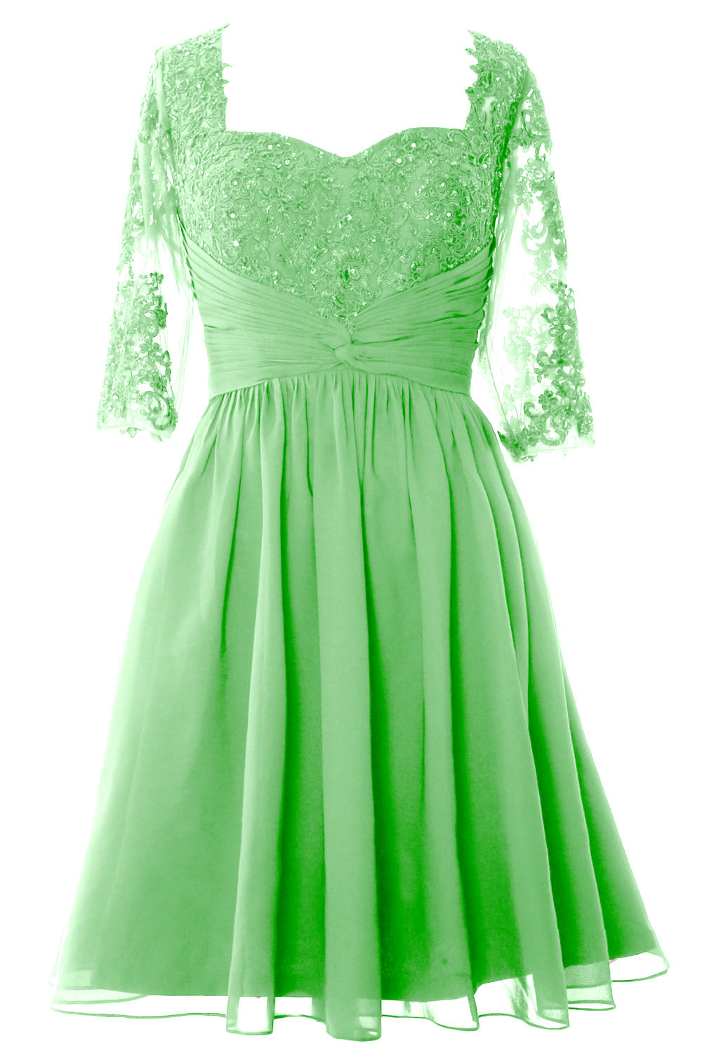 Vestido de cóctel formal midi de MACloth para mujer, vestido de encaje de media manga para madre de la novia