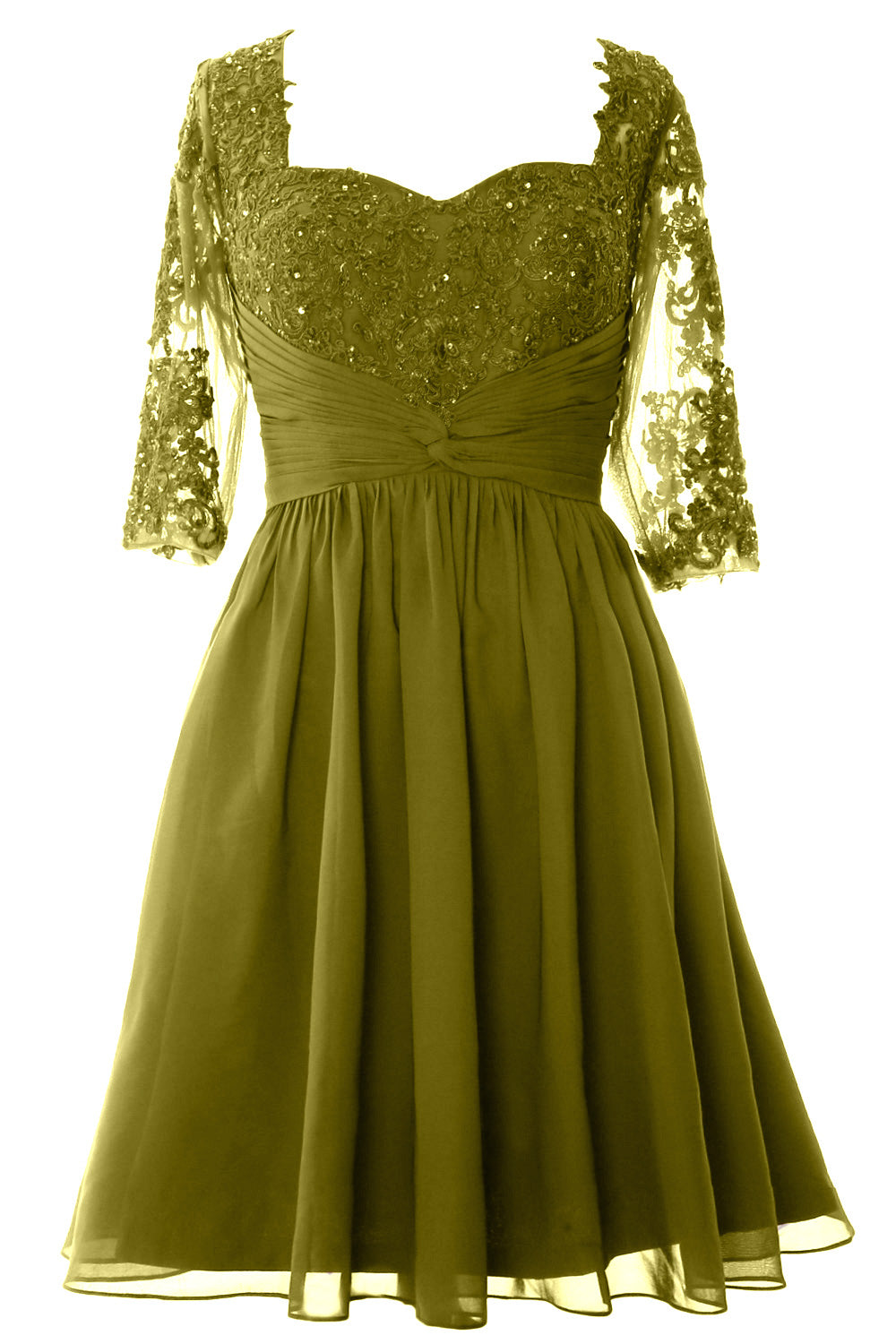 Vestido de cóctel formal midi de MACloth para mujer, vestido de encaje de media manga para madre de la novia