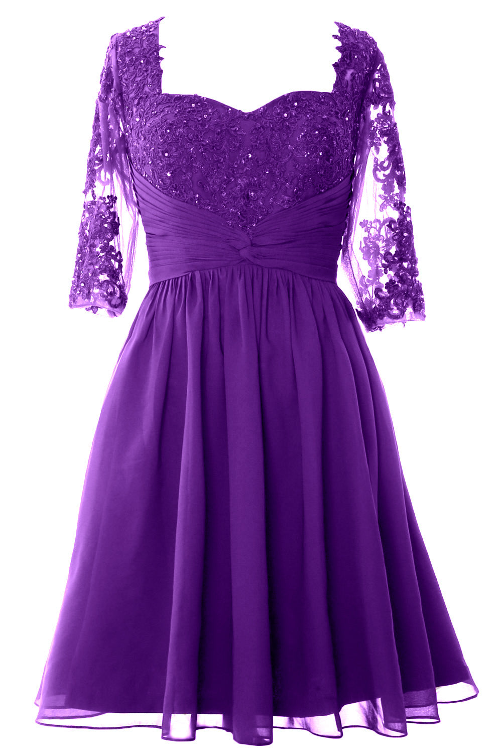 Vestido de cóctel formal midi de MACloth para mujer, vestido de encaje de media manga para madre de la novia