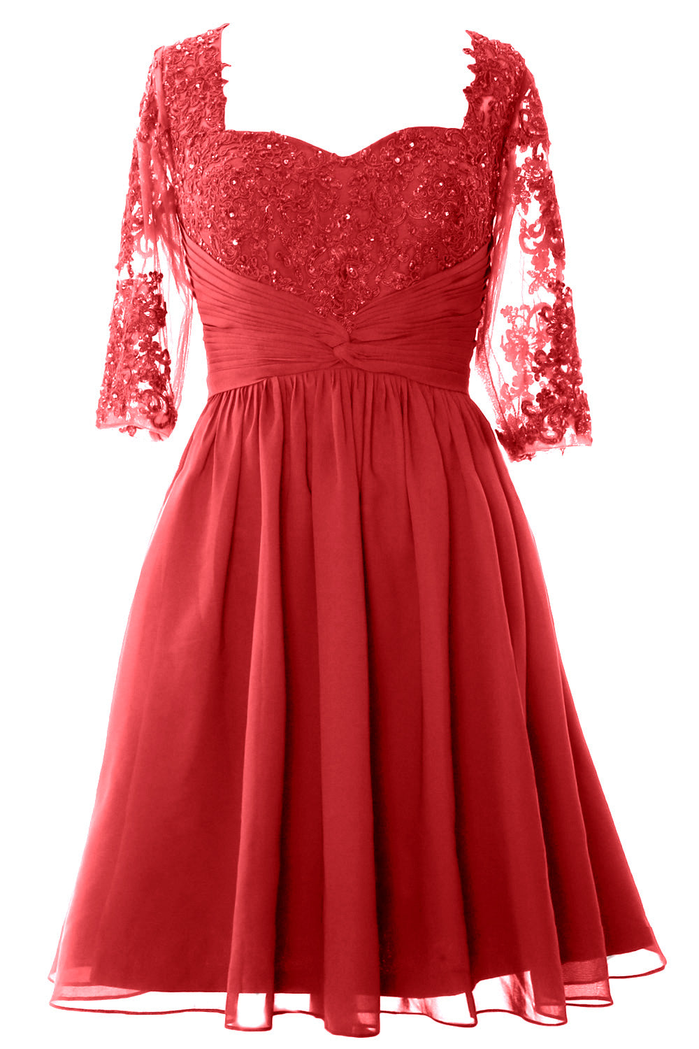 Vestido de cóctel formal midi de MACloth para mujer, vestido de encaje de media manga para madre de la novia