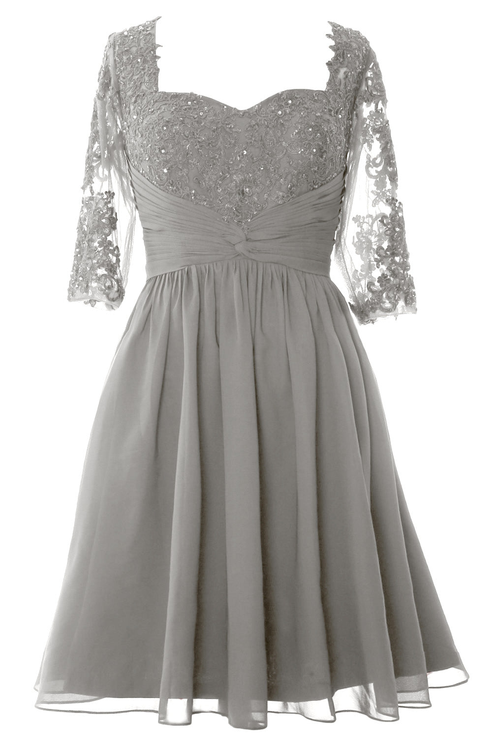 Vestido de cóctel formal midi de MACloth para mujer, vestido de encaje de media manga para madre de la novia