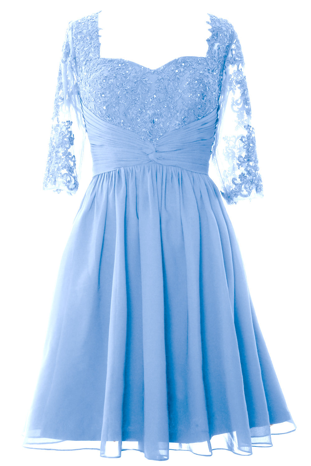 Vestido de cóctel formal midi de MACloth para mujer, vestido de encaje de media manga para madre de la novia