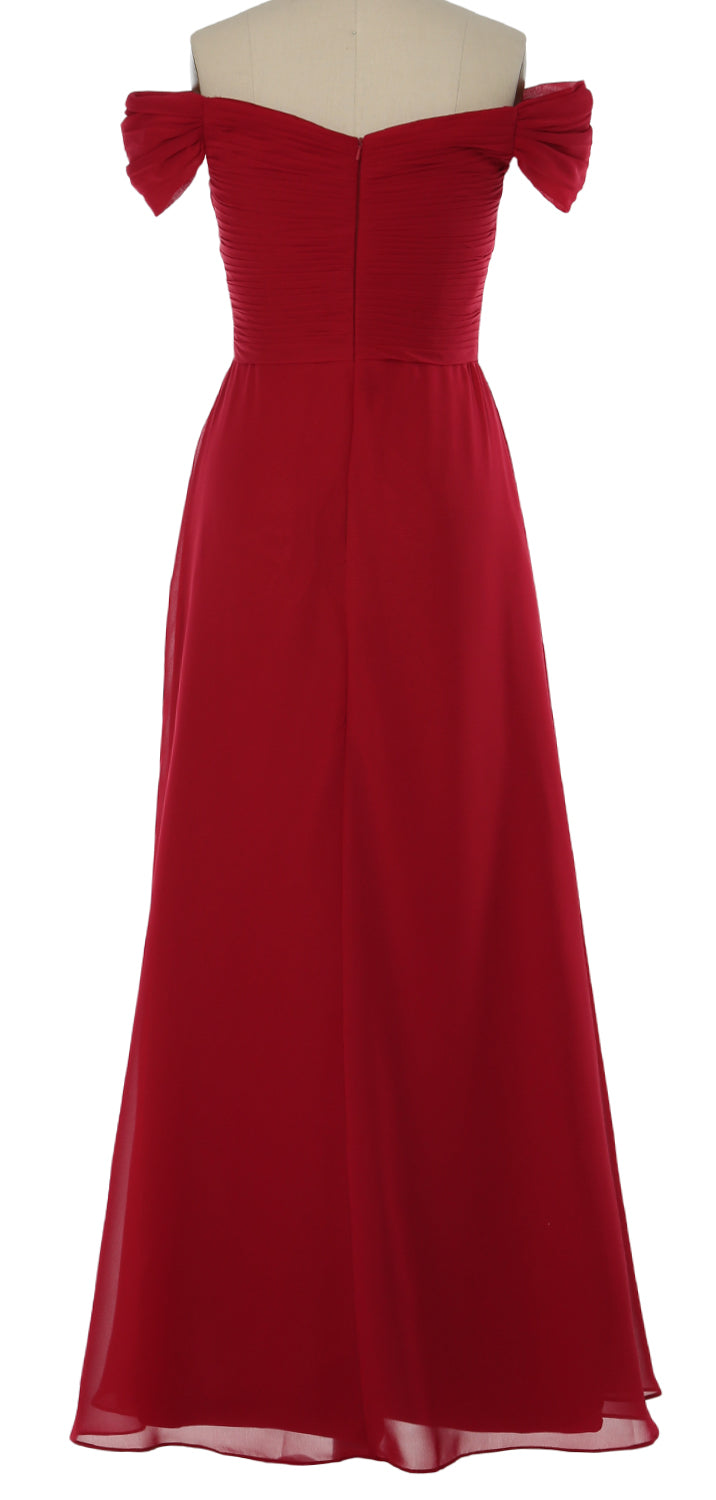MACloth Women Off The Shoulder Long Prom Dress Chiffon Wedding Party Formal Gown