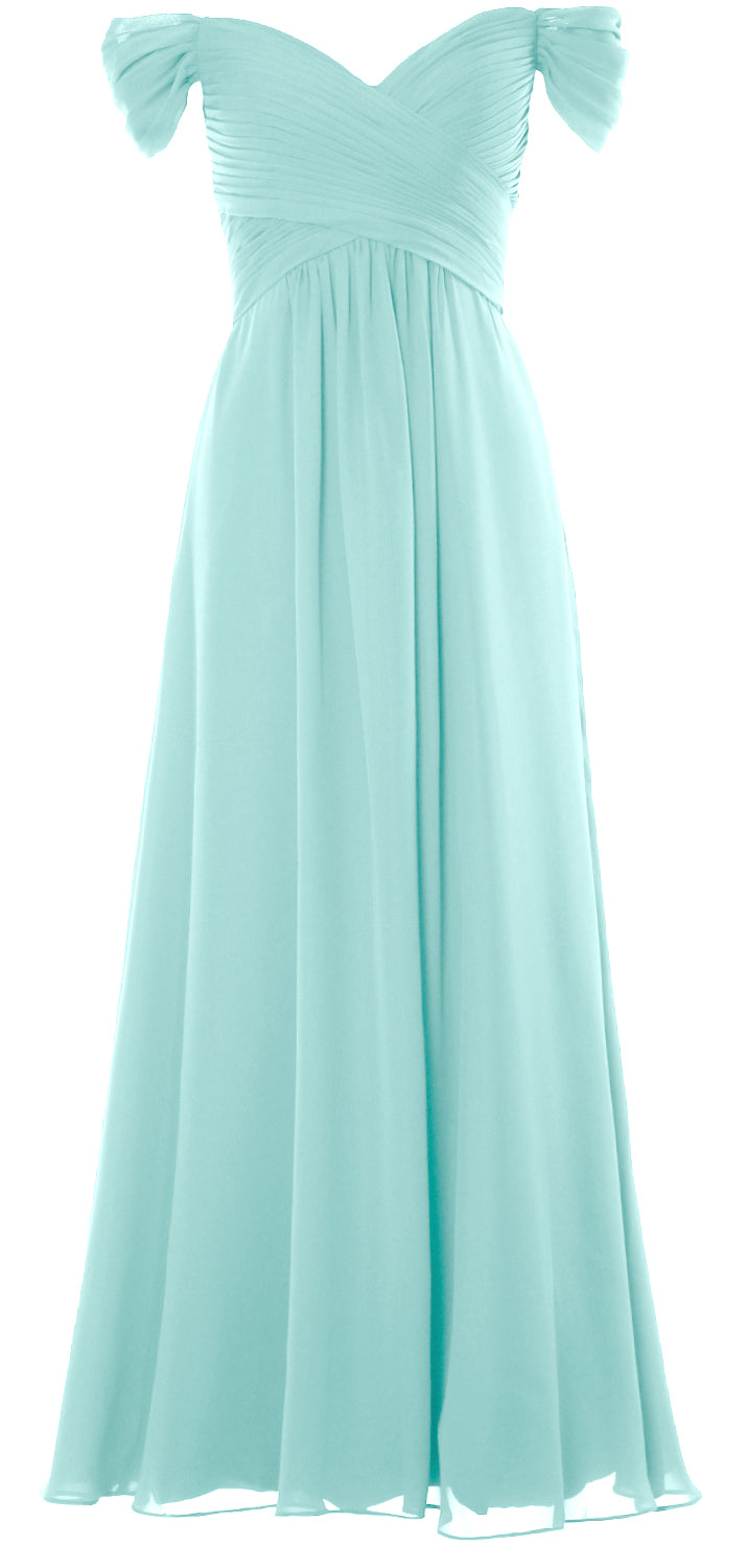 MACloth Women Off The Shoulder Long Prom Dress Chiffon Wedding Party Formal Gown