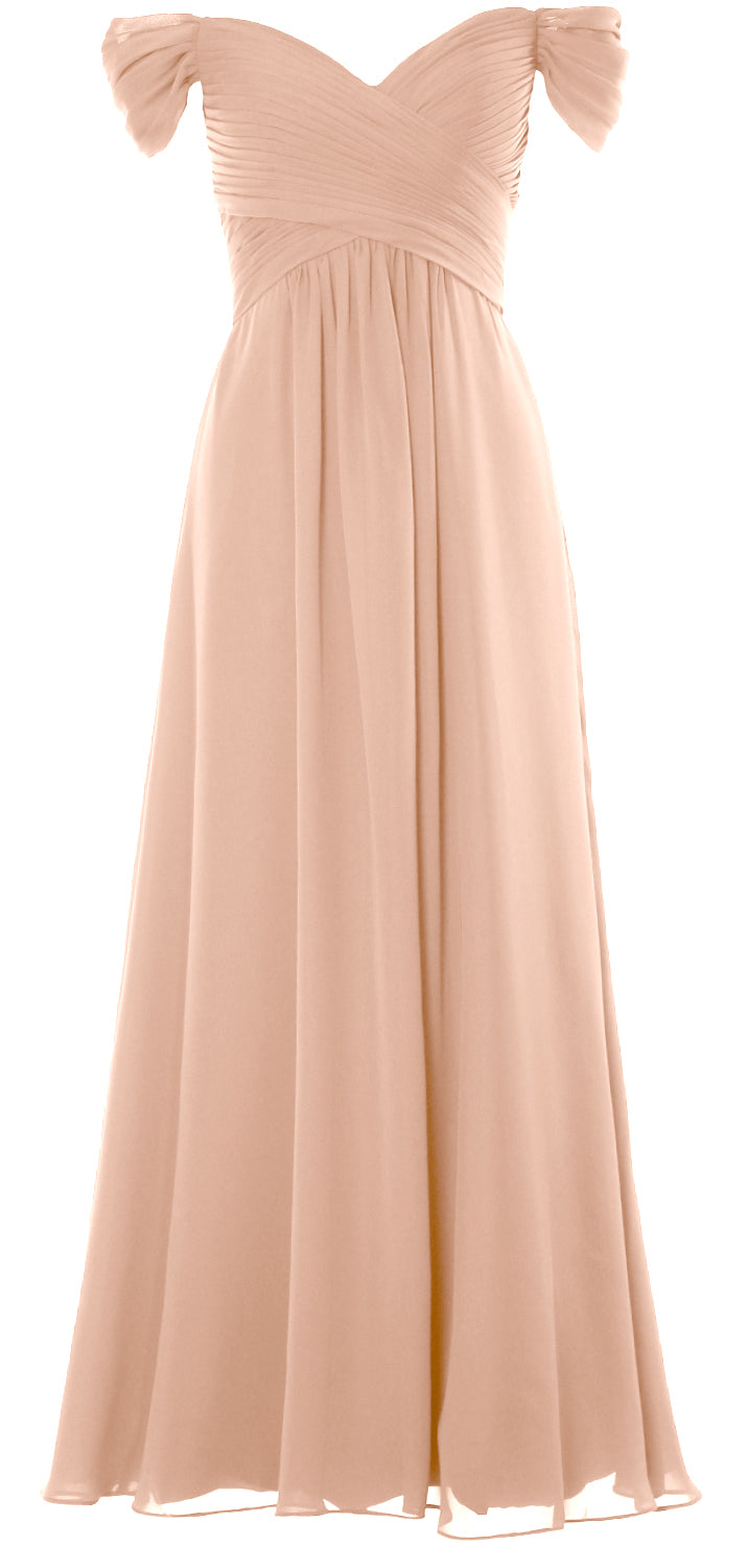 MACloth Women Off The Shoulder Long Prom Dress Chiffon Wedding Party Formal Gown