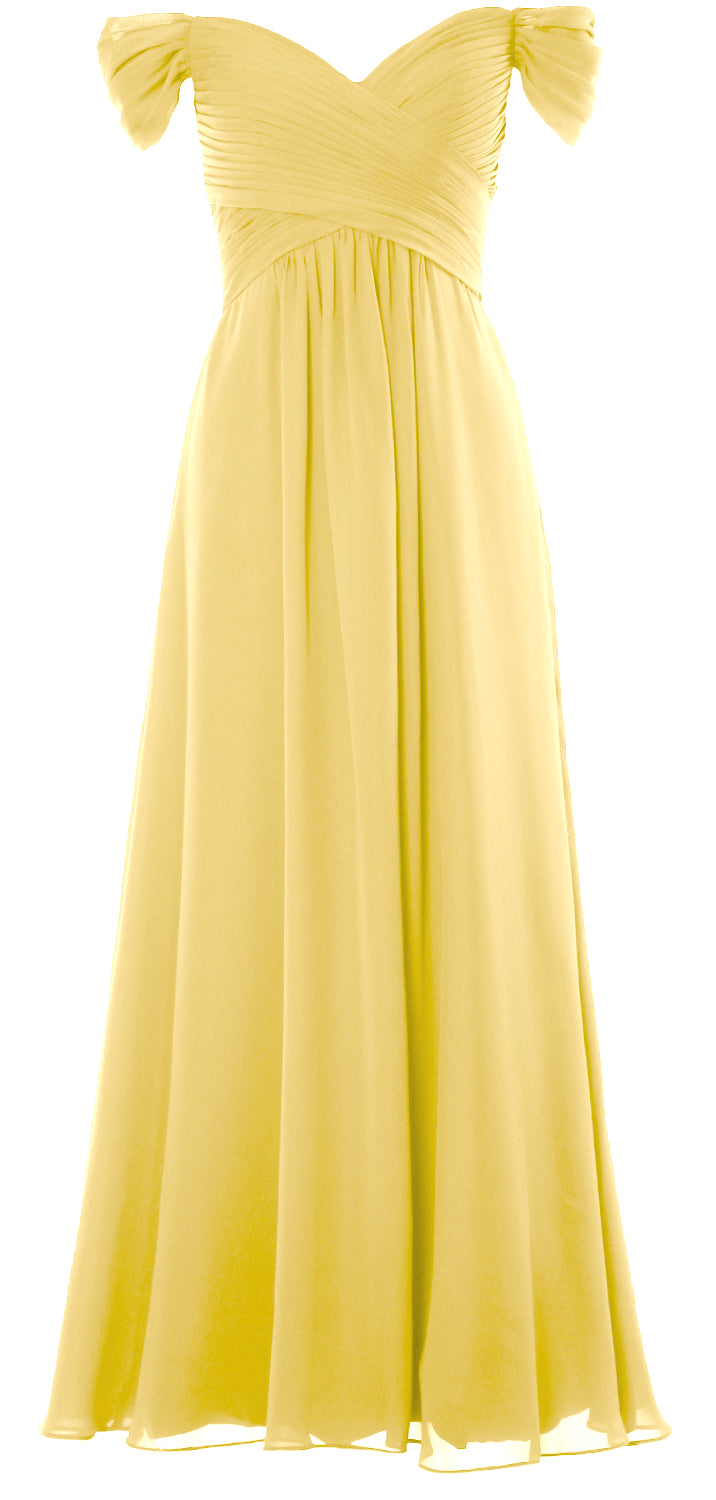 MACloth Women Off The Shoulder Long Prom Dress Chiffon Wedding Party Formal Gown