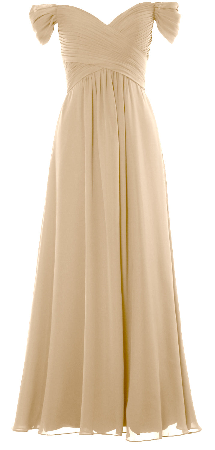 MACloth Women Off The Shoulder Long Prom Dress Chiffon Wedding Party Formal Gown