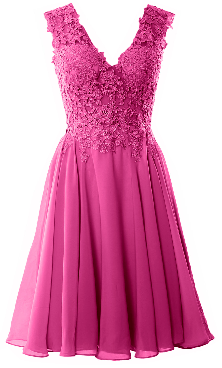 MACloth Gorgeous V Neck Cocktail Dress Short Lace Prom Homecoming Formal Gown