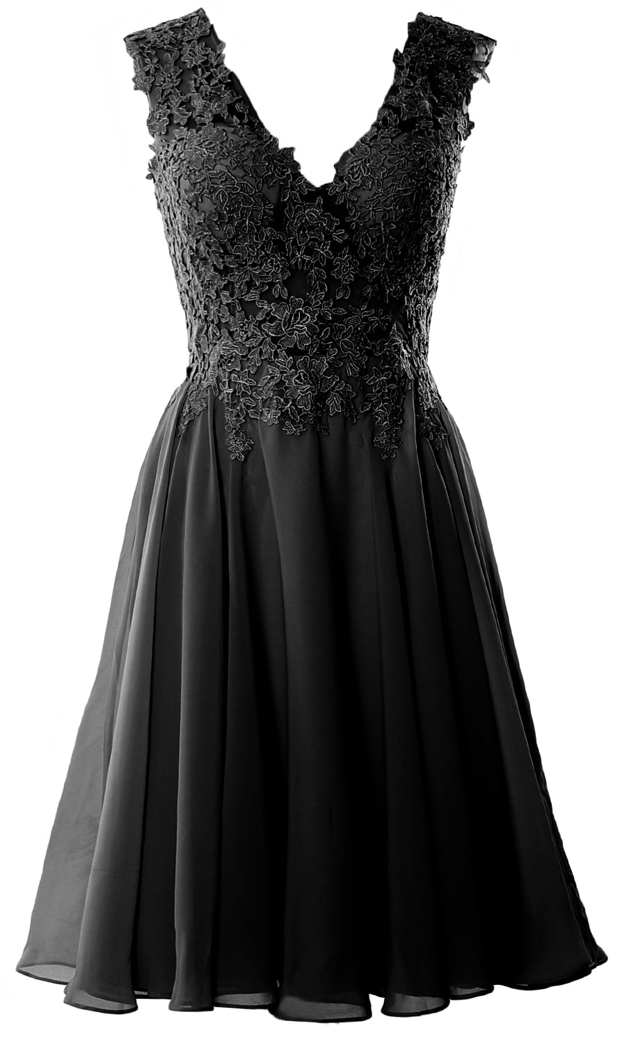 MACloth Gorgeous V Neck Cocktail Dress Short Lace Prom Homecoming Formal Gown