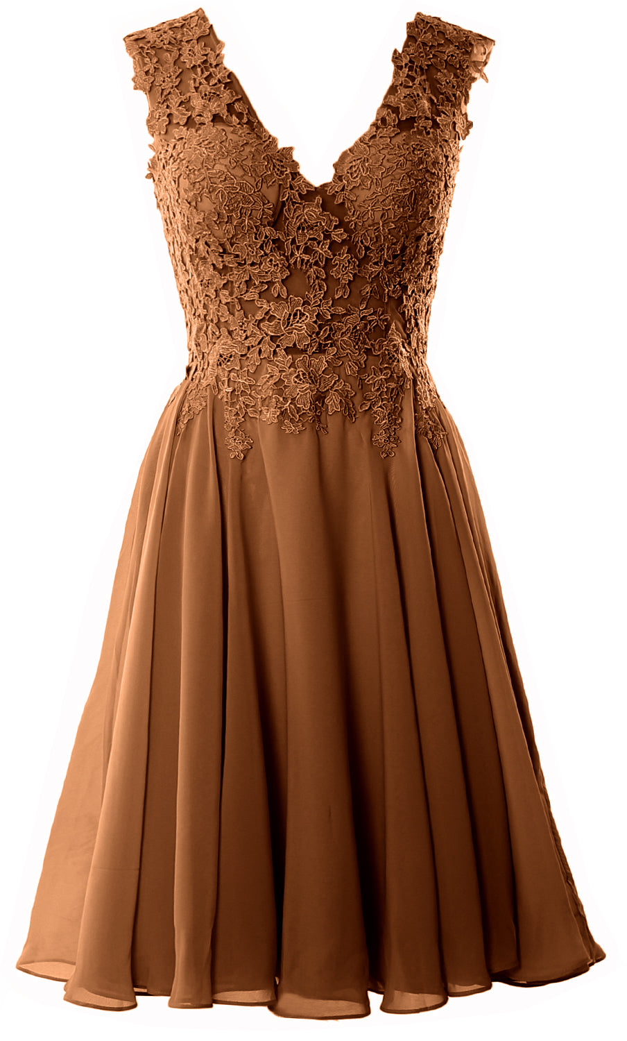 MACloth Gorgeous V Neck Cocktail Dress Short Lace Prom Homecoming Formal Gown