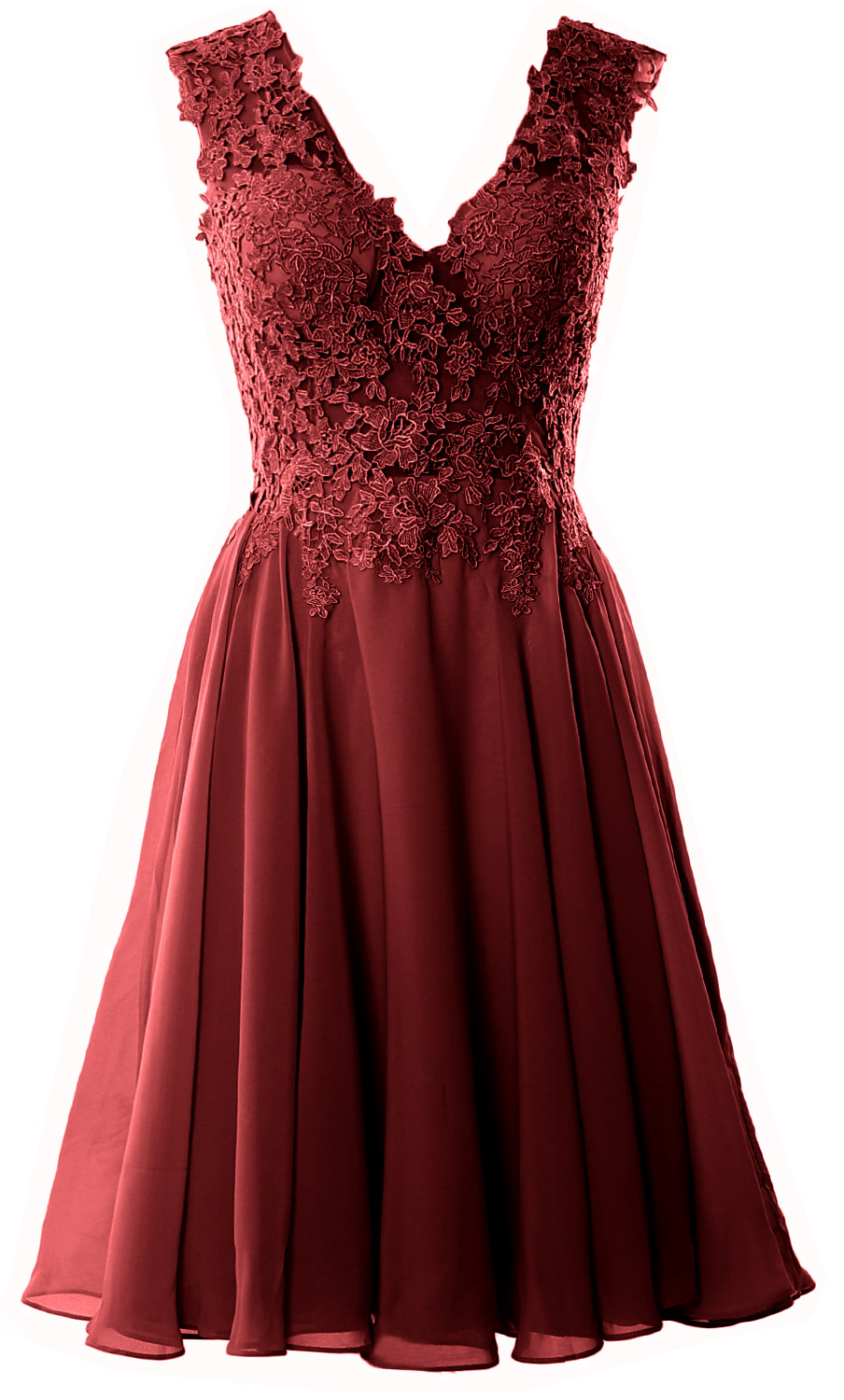 MACloth Gorgeous V Neck Cocktail Dress Short Lace Prom Homecoming Formal Gown
