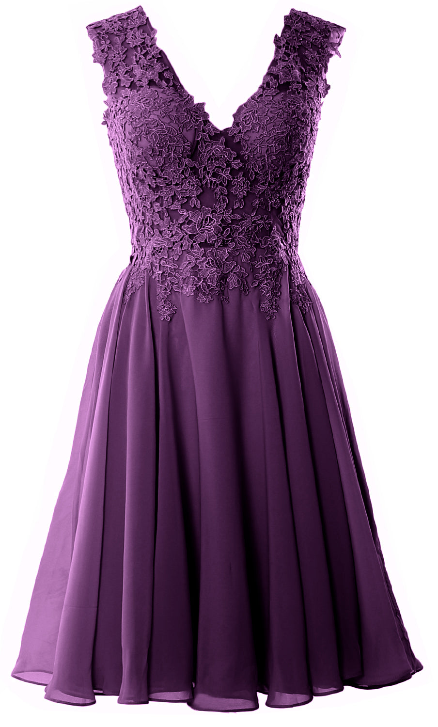 MACloth Gorgeous V Neck Cocktail Dress Short Lace Prom Homecoming Formal Gown
