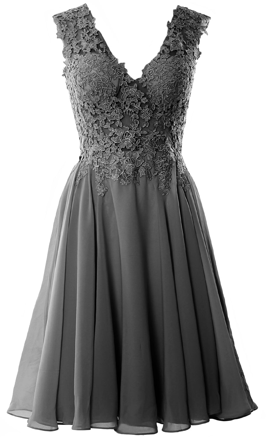 MACloth Gorgeous V Neck Cocktail Dress Short Lace Prom Homecoming Formal Gown