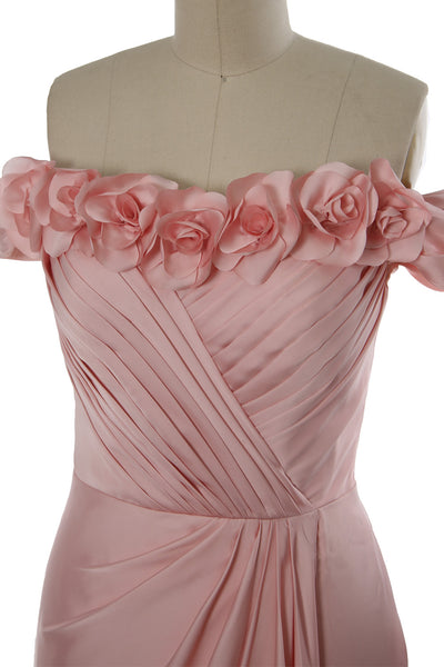 MACloth Women Off Shoulder with Flowers Long Prom Dress 2018 Evening Formal Gown