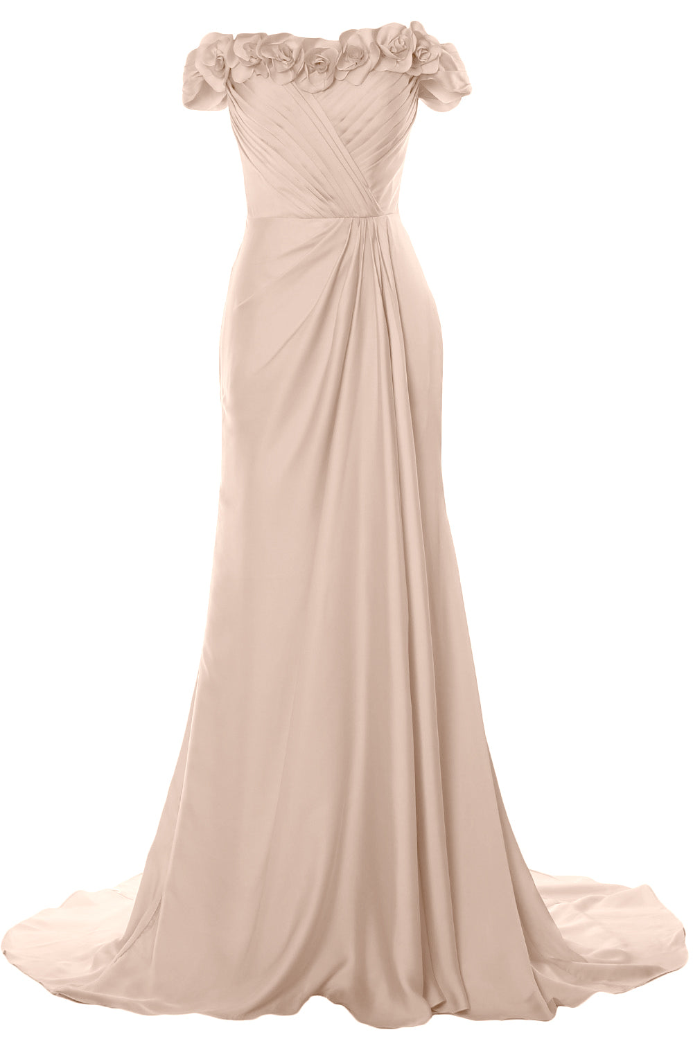 MACloth Damen Schulterfrei mit Blumen Langes Ballkleid 2018 Abendkleid Formales Kleid