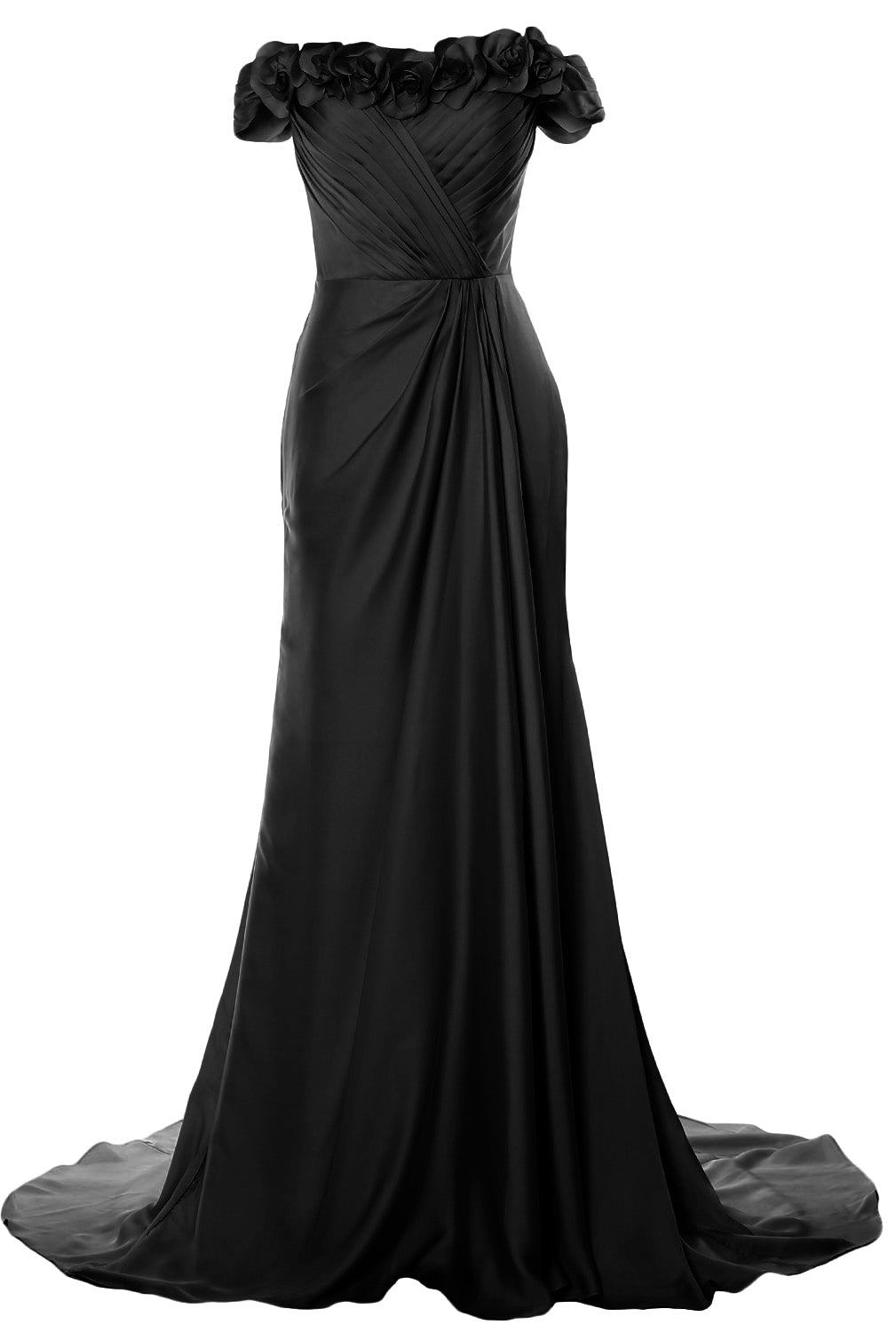 MACloth Damen Schulterfrei mit Blumen Langes Ballkleid 2018 Abendkleid Formales Kleid