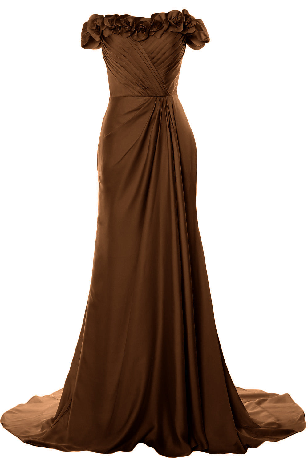 MACloth Damen Schulterfrei mit Blumen Langes Ballkleid 2018 Abendkleid Formales Kleid