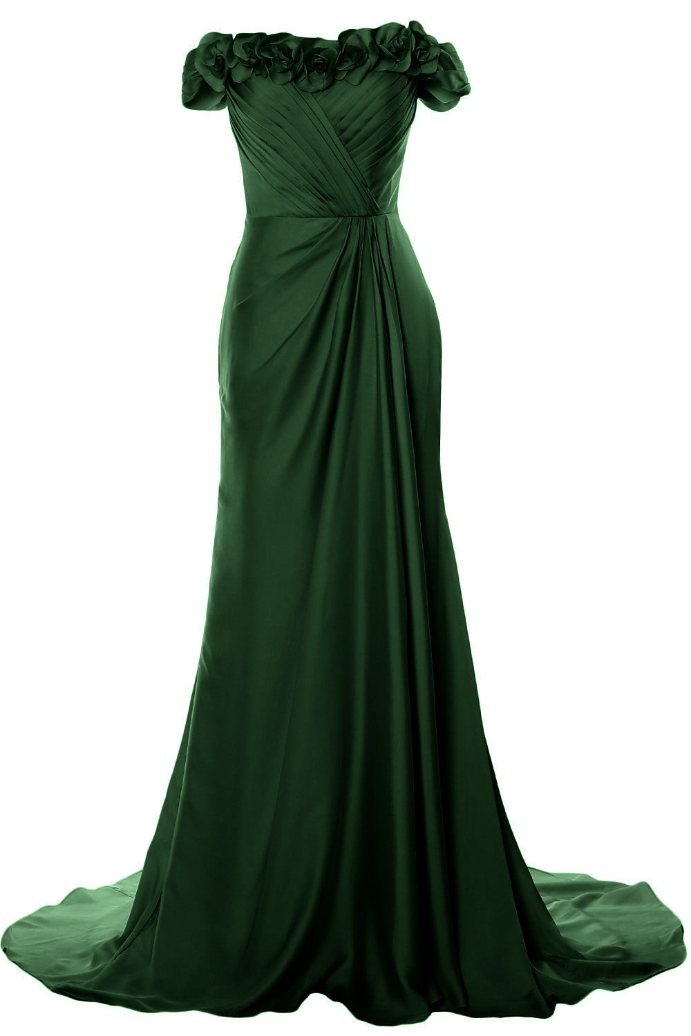 MACloth Damen Schulterfrei mit Blumen Langes Ballkleid 2018 Abendkleid Formales Kleid