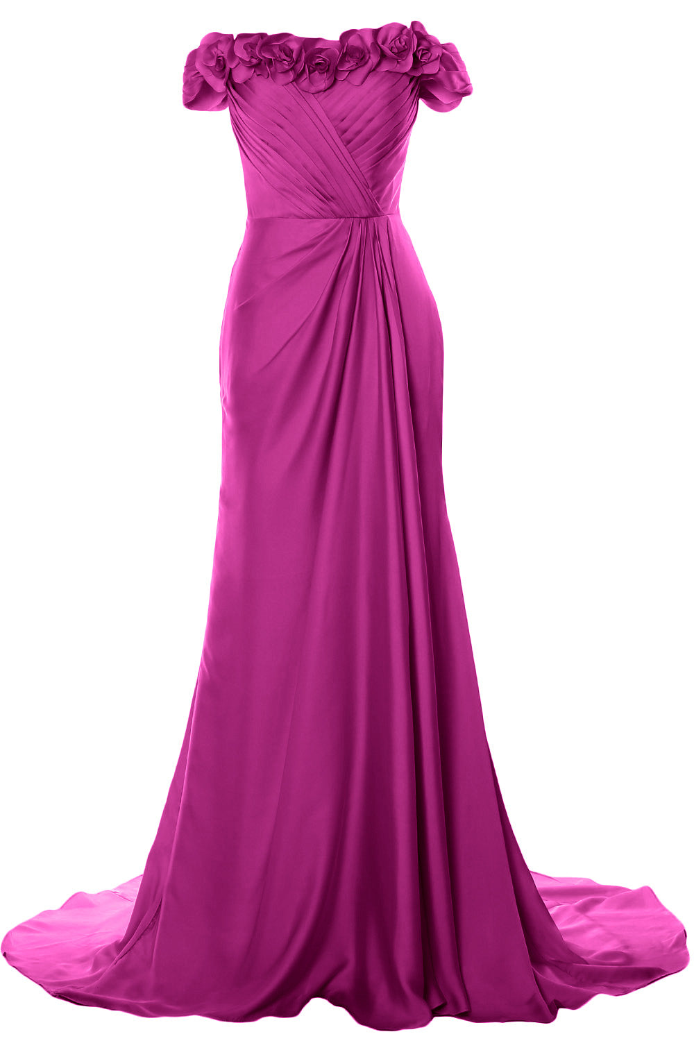 MACloth Damen Schulterfrei mit Blumen Langes Ballkleid 2018 Abendkleid Formales Kleid