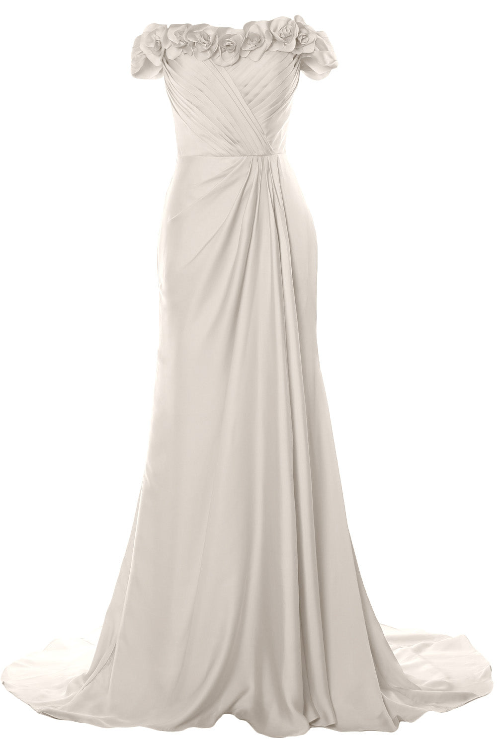 MACloth Damen Schulterfrei mit Blumen Langes Ballkleid 2018 Abendkleid Formales Kleid