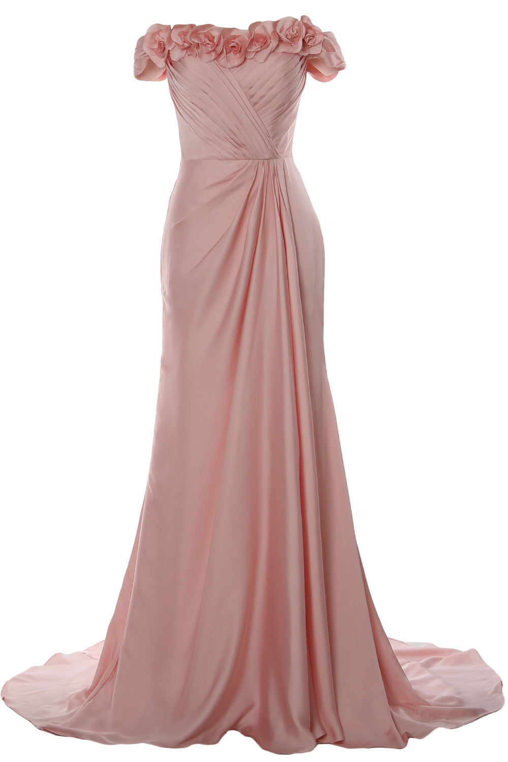 MACloth Women Off Shoulder with Flowers Long Prom Dress 2018 Evening F MACloth Women Off Shoulder with Flowers Long Prom Dress 2018 Evening F