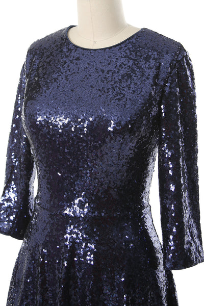 MACloth Women 3/4 Sleeves Sequin Evening Gown Vintage Mother of The Bride Dress