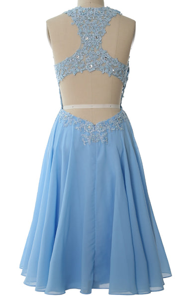 MACloth Women High Neck Lace Cocktail Dress Short Prom Homecoming Formal Gown