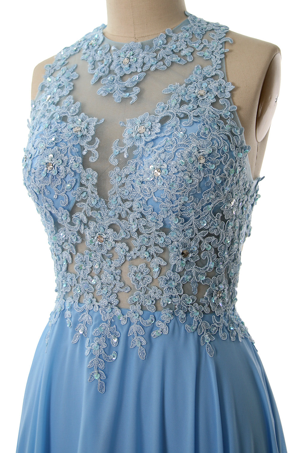 MACloth Damen Cocktailkleid mit hohem Halsausschnitt und Spitze, kurz, Abschlussball, Heimkehr, formelles Kleid