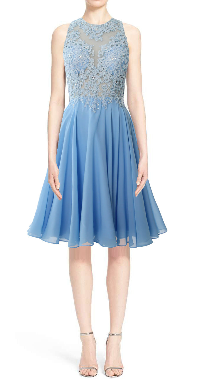 MACloth Damen Cocktailkleid mit hohem Halsausschnitt und Spitze, kurz, Abschlussball, Heimkehr, formelles Kleid