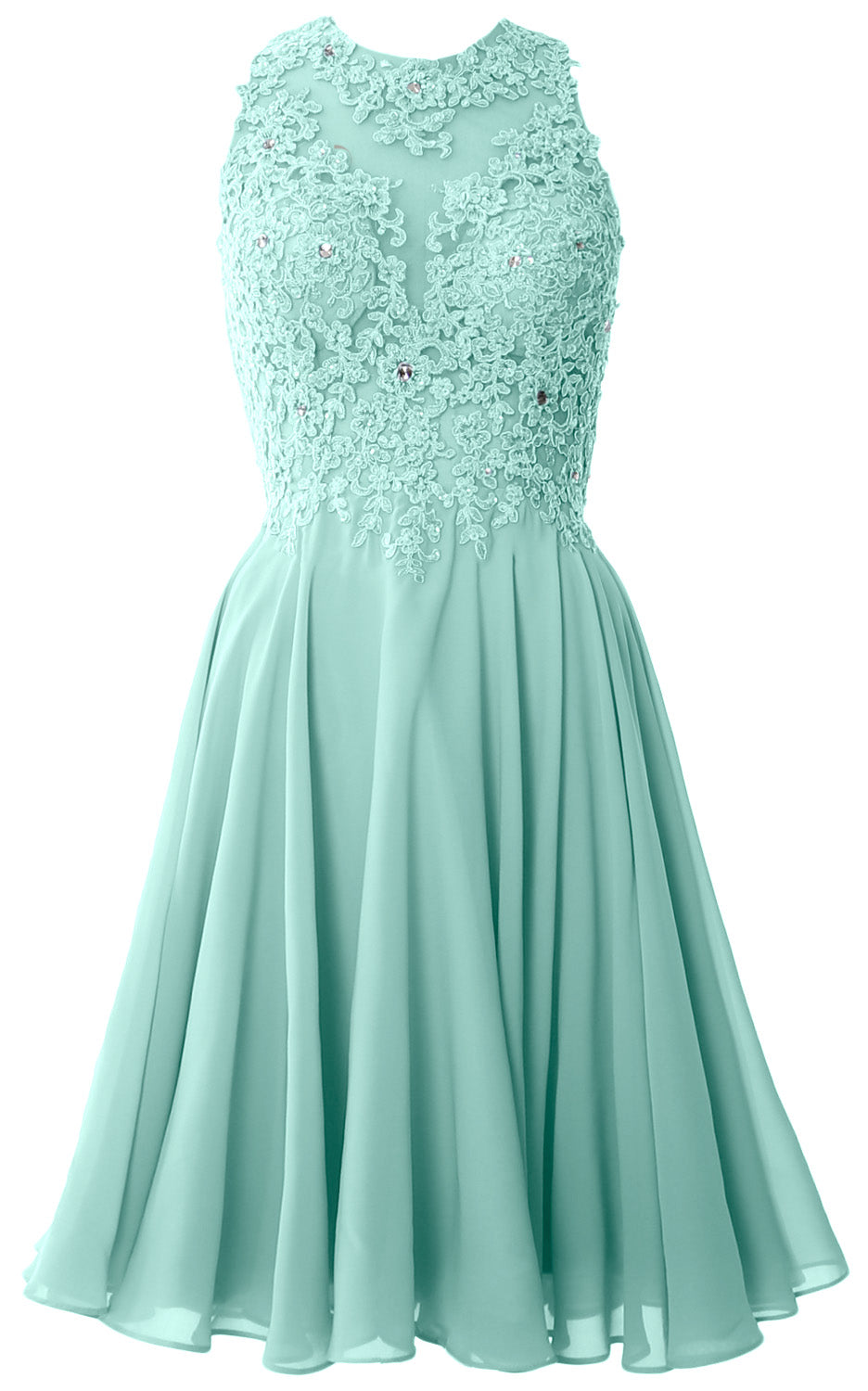 MACloth Damen Cocktailkleid mit hohem Halsausschnitt und Spitze, kurz, Abschlussball, Heimkehr, formelles Kleid