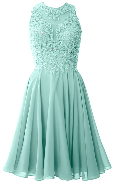 MACloth Women High Neck Lace Cocktail Dress Short Prom Homecoming Formal Gown