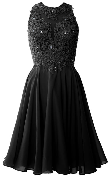 MACloth Women High Neck Lace Cocktail Dress Short Prom Homecoming Formal Gown